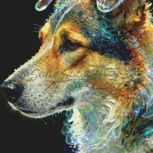 Abstract Colorful Dog Portrait Cross Stitch Pattern