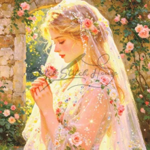 Rose Garden Bride Veil Cross Stitch Pattern