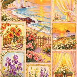 Coastal Coast Patchwork Flower Cross Stitch Pattern