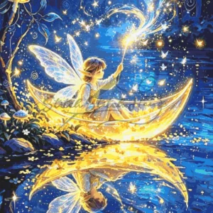 Magical Fairy Moon Boat Cross Stitch Pattern