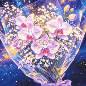 Orchid Bouquet Galaxy Cross Stitch Pattern