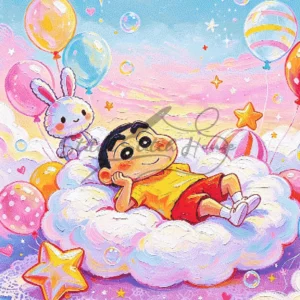 Shin-chan Cloud Balloon Cross Stitch Pattern